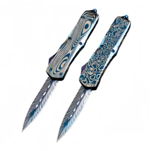 Blue titanium alloy OTF Springmesser Messer
