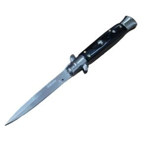 8.75 Inch Italian Stiletto Switch Pocket Messer Black