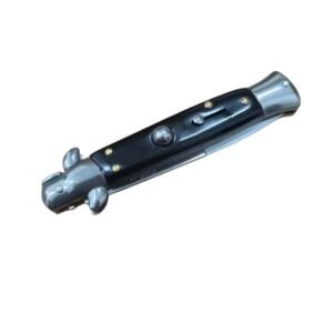 8.75 Inch Italian Stiletto Switch Pocket Messer Black