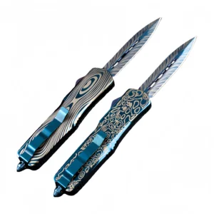 Blue titanium alloy OTF Springmesser Messer