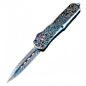 Blue titanium alloy OTF Springmesser Messer
